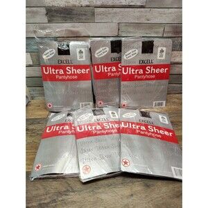 Lot of 6 Excell Ultra Sheer Pantyhose Queen Extra Wide 1X-3X Brown NEW